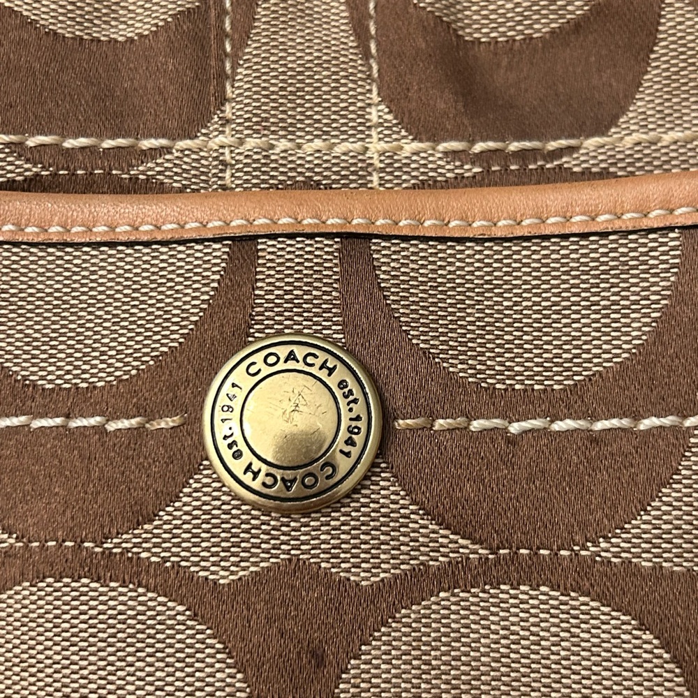 Coach Signature Hobo Bag in Brown & Tan Leather Trim - Picture 6 of 10